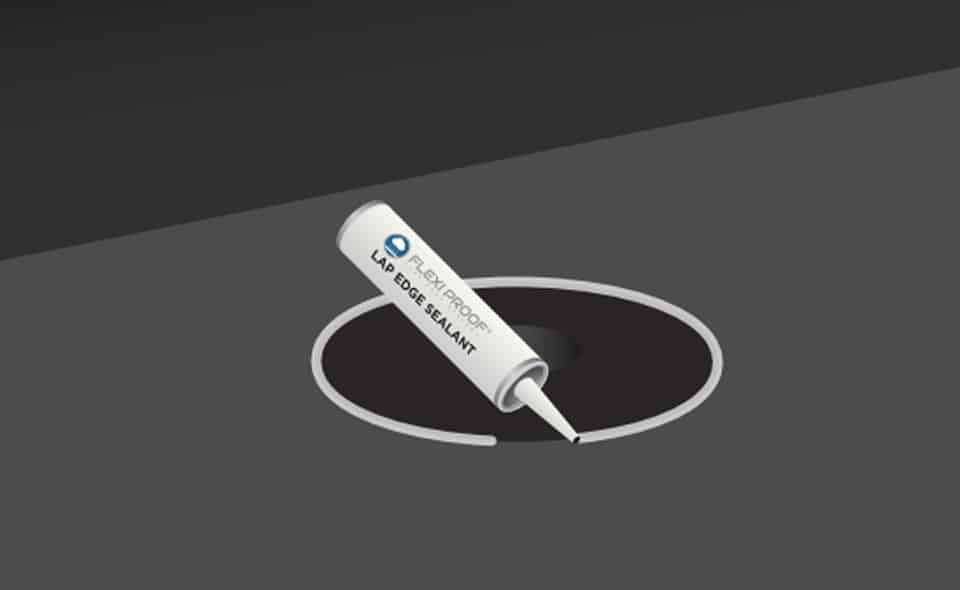 installing-the-68mm-110mm-roof-deck-drains-fleece-backed-6 Work the flashing tape down into the neck of the drain with your fingers and firmly attach to the side of the tube.